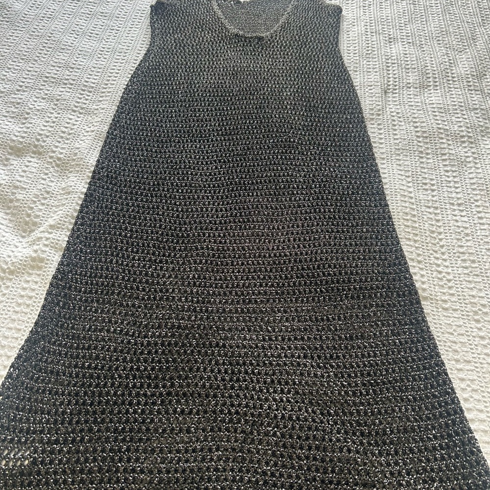 Black Sparkle Crochet Midi Dress - Picture 4 of 6